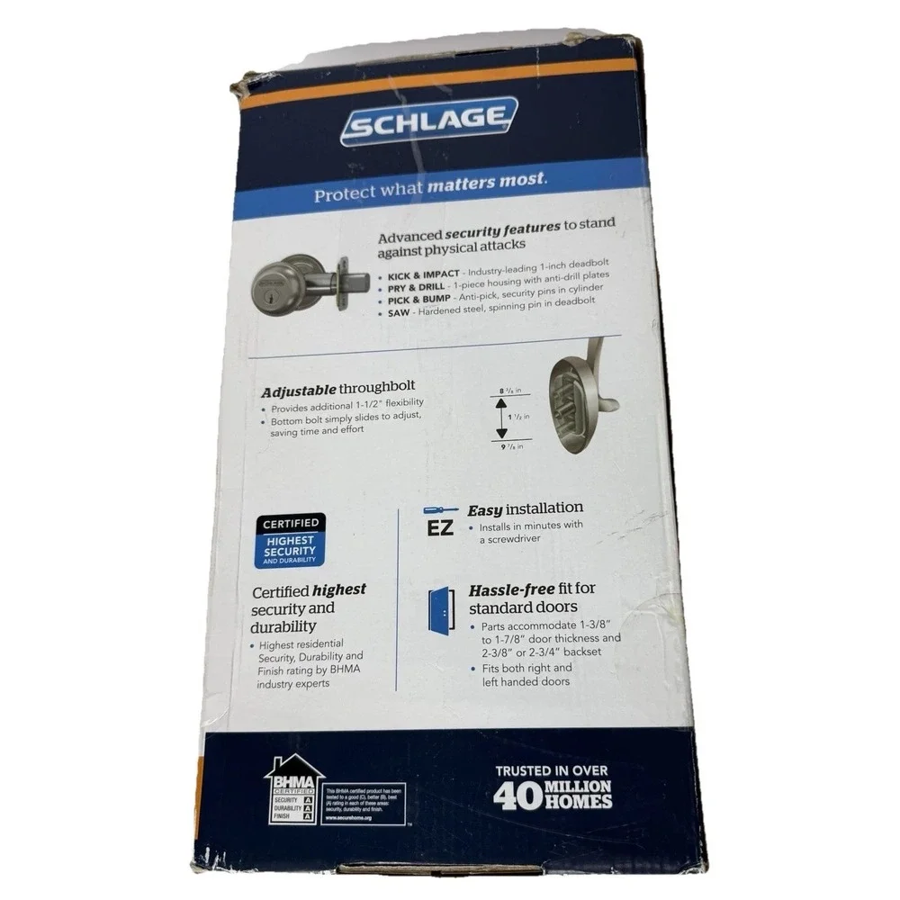 Schlage Camelot Antique Brass Single Cylinder Door Handleset with Georgian Knob